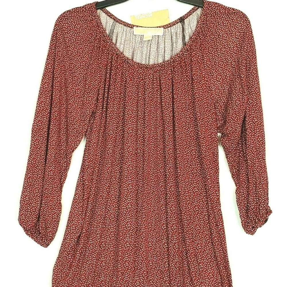 MICHAEL KORS Women's Red Flowered Size XS Blouse